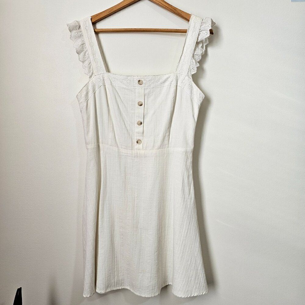 NWT ALTAR'D STATE WHITE LACED SQUARE NECK SHORT SKATER DRESS SIZE LARGE